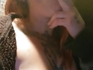 amateur babe boobs milf redhead smoking tattoo tease